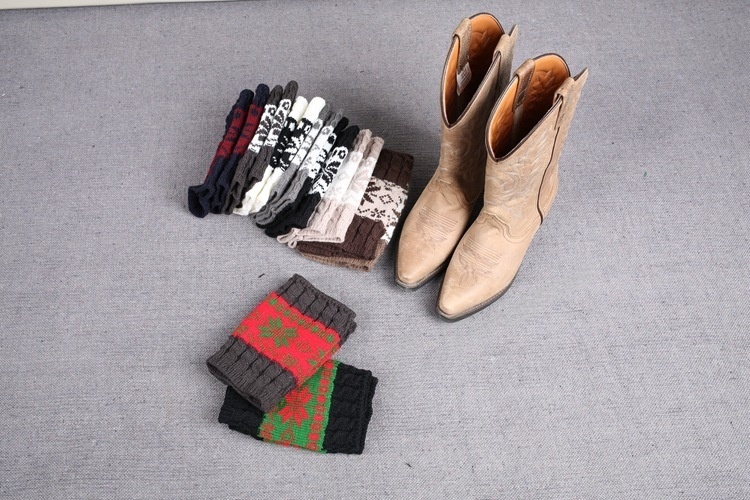 Christmas Knit Boot Cuffs Thermal Wool Knitted Snowflake Ladies Leg Warmer